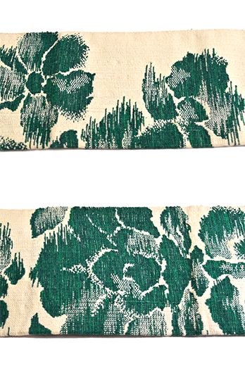 アイボリーにディープグリーンの西洋フラワー美しい紬つくり帯 - アンティーク着物・リサイクル着物のオンラインショップ 姉妹屋