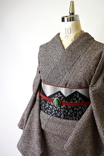 黒と緋の鹿の子総絞りモダンな正絹本絞り袷着物 - アンティーク着物・リサイクル着物のオンラインショップ 姉妹屋