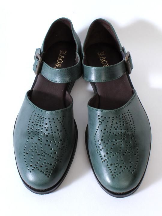 TROVE / LEAF LEATHER SHOES ( MEDALLION ) / GREEN