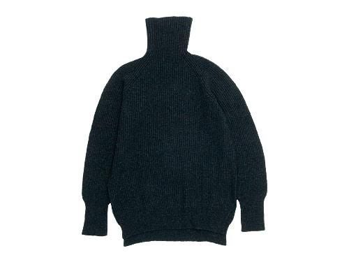 TOUJOURS Rib Stitch Turtle Neck Slit Pullover / Fringe Stole