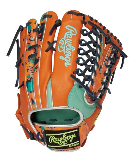 Rawlings ローリングス　HOH CRUSH THE STONE 軟式グラブ（外野手用）（カラー【MINT/ORG】ミント/オレンジ） -  スポーツ用品の総合通販　オーゾネ