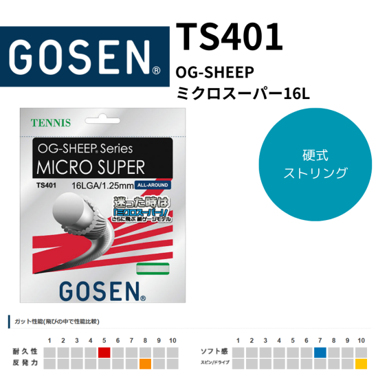 GOSEN ゴーセン 硬式テニスストリングス OG-SHEEP ミクロスーパー16L スポーツ用品の総合通販 オーゾネ