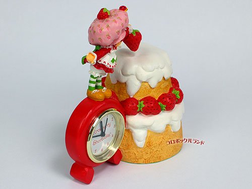 テイストカントリー風ストロベリーショートケーキ　ビンテージ　置き時計　時計　フィギュア