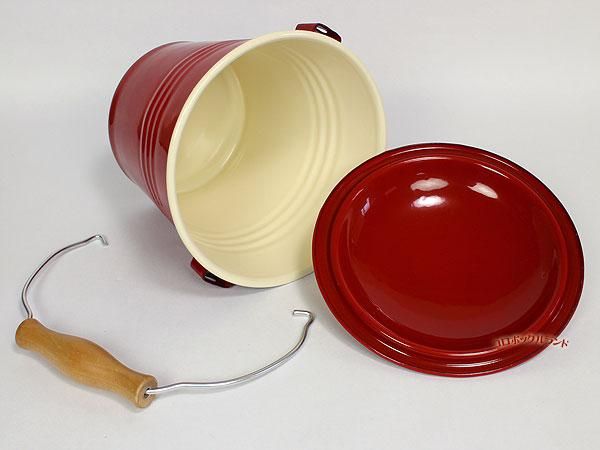 ふた付きホーローバケツ（ディープレッド） - アメリカン＆カントリー