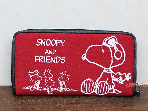 Snoopyスヌーピー長財布 レッド アメリカン カントリー雑貨のコロボックルランド