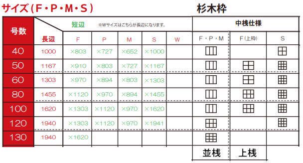 クレサン製 杉or 松材木枠 100号(F・P・M・S) 【大型商品※送料