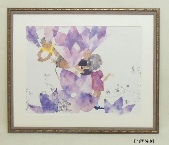 新品未使用品 岡 鈴さん 水彩画 額縁入り - 美術品