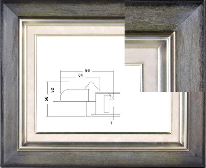 7751 ウッドシルバー F20号(727×606mm) 油彩額縁 木製フレーム 表面