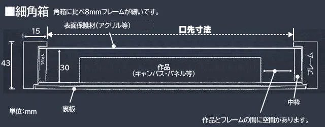 細角箱15 黒 F0号 180 140mm 油彩額縁 木製 アッシュ材 表面保護 アクリル 額縁 激安通販 額のまつえだ 油彩 水彩 デッサン額縁専門店