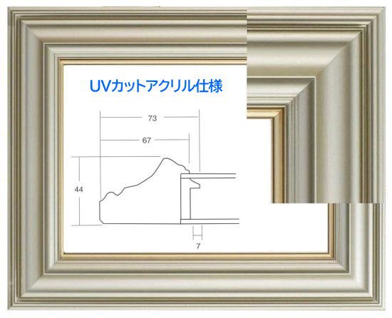 3455N シャンペンゴールド P8号 455×333mm UVカットアクリル - 額縁