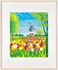 【数量限定】はりたつお〈空色ぼうしの物語〉『キューケンホフ公園(オランダ)』 四つ切 ホワイト インテリア額装品 受注生産品 No.C1168【世界遺産シリーズ】