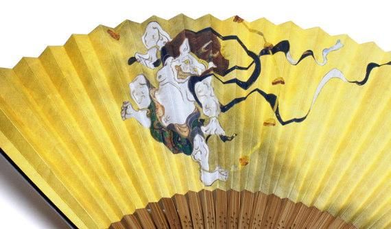 両面貼り 琳派扇子 75型35間 風神雷神 （ピロー式ケース）AW272