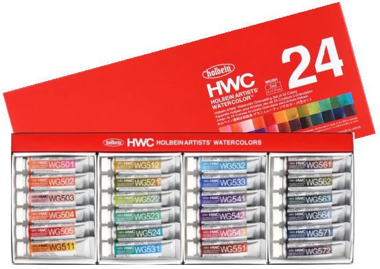 透明水彩絵具 グラニュレーティングカラーズ 5ml WG591 24色セット 2号チューブ (5ml) HWC ホルベイン 分離色 - 額縁 -  激安通販 | 額のまつえだ / 油彩・水彩・デッサン額縁専門店