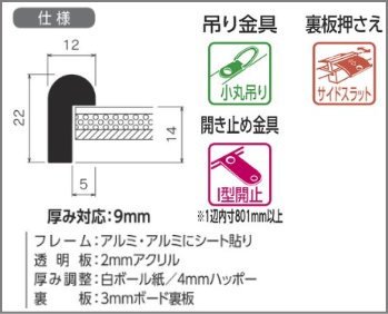 BH-215J 小全紙 507×659mm アクリル付 デッサン額縁 アルミフレーム