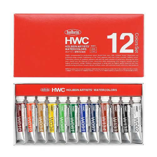 透明水彩絵具セット 12色セット 2号チューブ (5ml) HWC ホルベイン