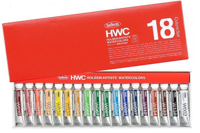透明水彩絵具18色セット 2号チューブ (5ml) HWC ホルベイン W403