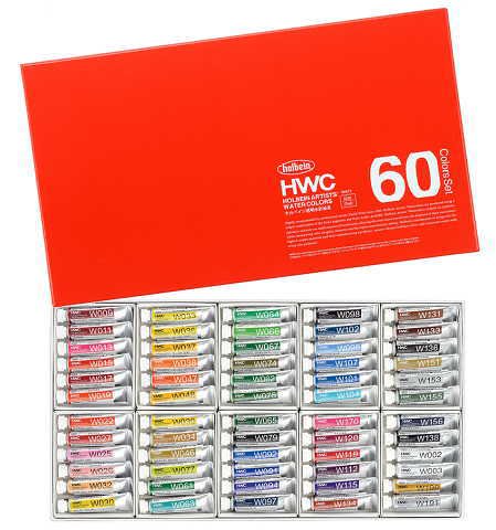 透明水彩絵具セット 60色セット 2号チューブ 5ml Hwc ホルベイン W411 額縁 激安通販 額のまつえだ 油彩 水彩 デッサン額縁専門店