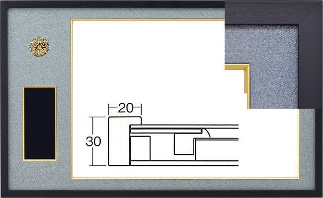 額縁 叙勲額 勲記勲章額 4886 黒/グレードンス 勲記サイズ(595×420mm