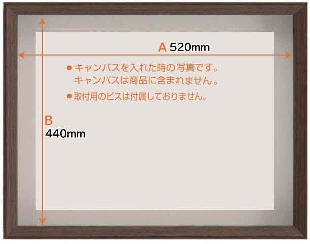 3486 ブラウン 520×440mm (F8) 油彩額縁 アクリル板 厚箱型額縁