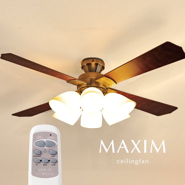 6灯シーリングファンライト リモコン付き Maxim ブラウン デザイン照明のcroix