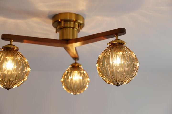 3灯シーリングライト ガラス LED Marion アンバー｜デザイン照明