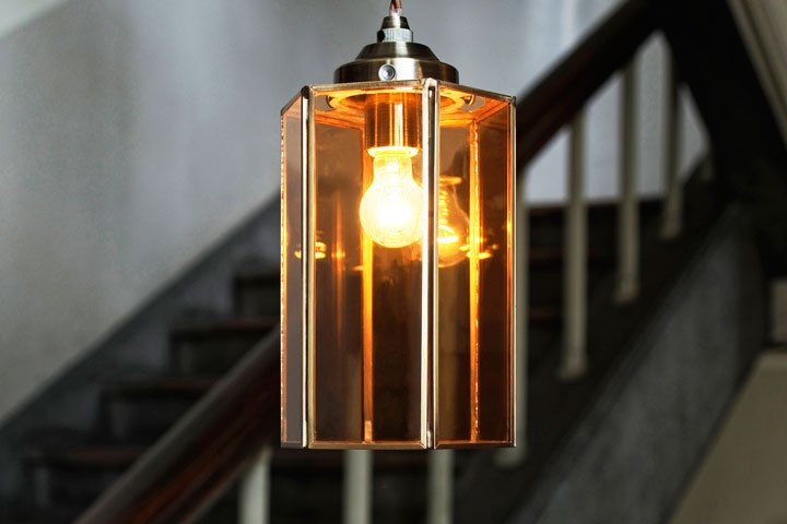 ペンダントライト LED ガラス 1灯 Collier アンバー｜デザイン照明のCROIX