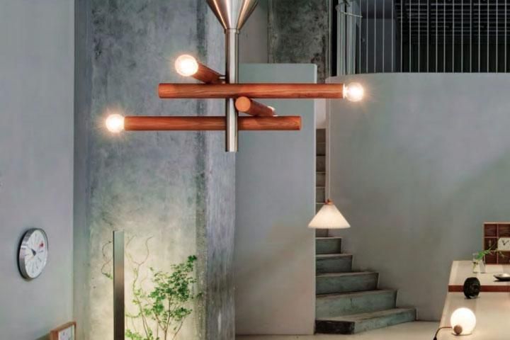 4灯シーリングライト 北欧 木製 Immeuble ブラウン｜デザイン照明のCROIX