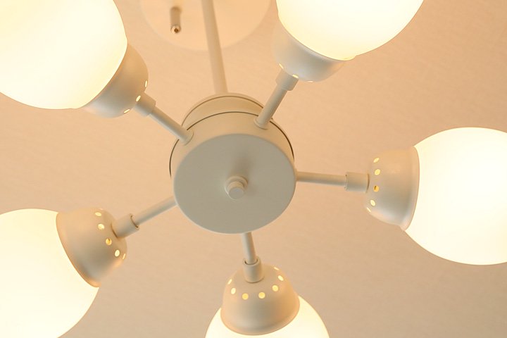 5灯シーリングライト 照明 レトロ Cherry ホワイト｜デザイン照明のCROIX
