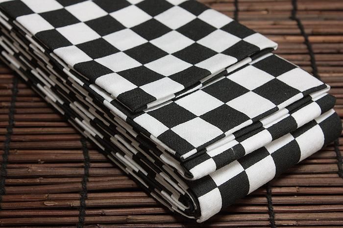 新柄！平ぐけ帯 市松格子（白×黒）東京オリンピックと同じくニッポン