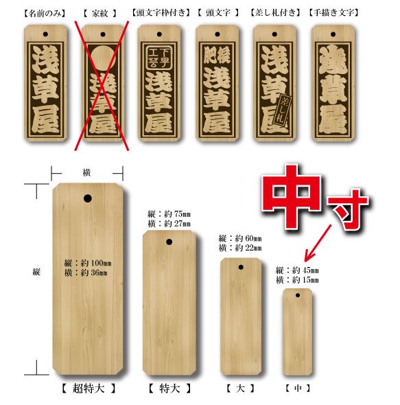 浅草屋謹製 祭り木札 中寸