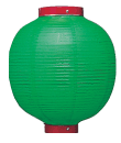 ビニール提灯　10号丸　緑<br>　赤枠　　27φ×38cm