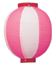 ビニール提灯　9号丸　ピンク/白　<br>赤枠  24φ×35cm