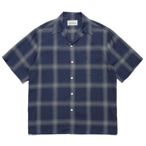WACKOMARIA OMBRE CHECK OPEN COLLAR SHIRT L/S(TYPE-2)BLUE