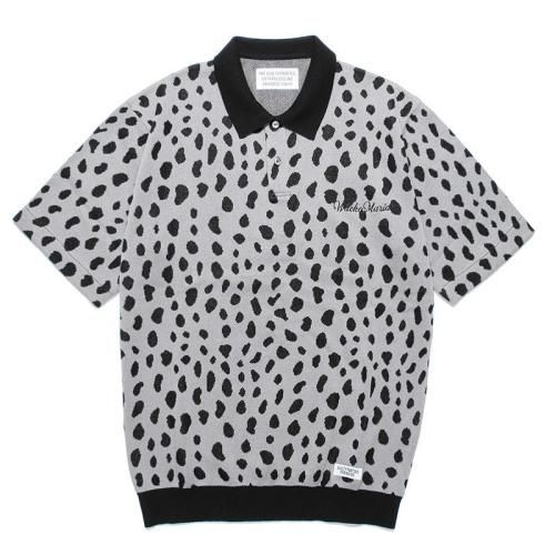 WACKO MARIA ワコマリア LEOPARD JACQUARD KNIT POLO SHIRT - CONUR