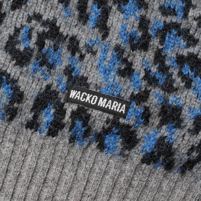 WACKO MARIA ワコマリア　レオパード柄ニット\"Blue\" WACKO MARIA/ワコマリア/LEOPARD KNIT JACQUARD SWEATER/レオパード