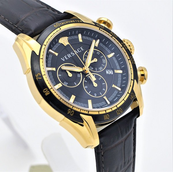 ヴェルサーチ クロノグラフ 腕時計 VEDB00318文字盤カラーブラックゴールド