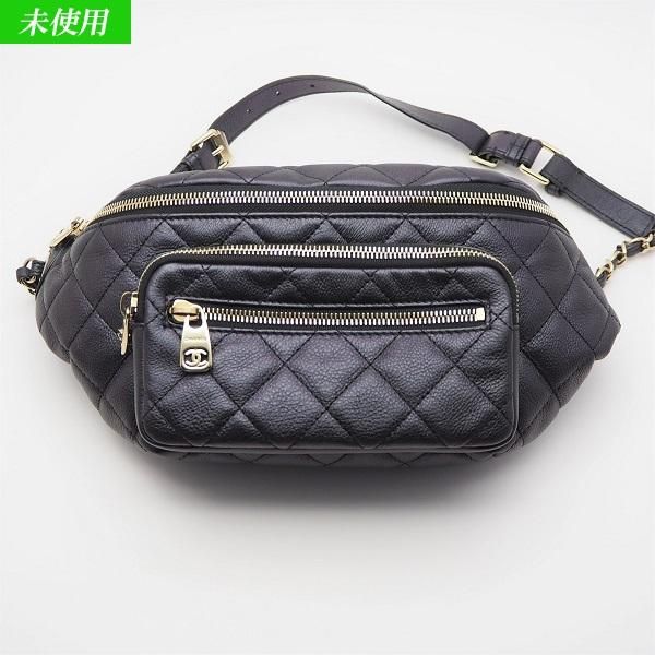 未使用】CHANEL（シャネル） ウエストバッグ ブラック×ゴールド金具 ...