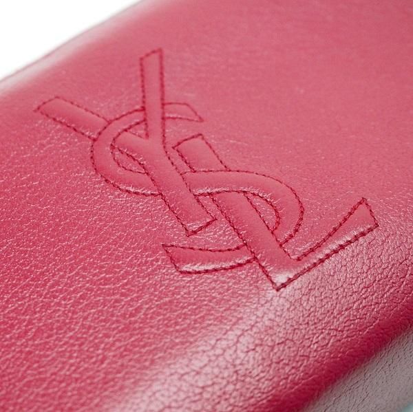 サンローラン 長財布 ピンク ラウンドファスナー ロゴ金具 YSL レザー　金