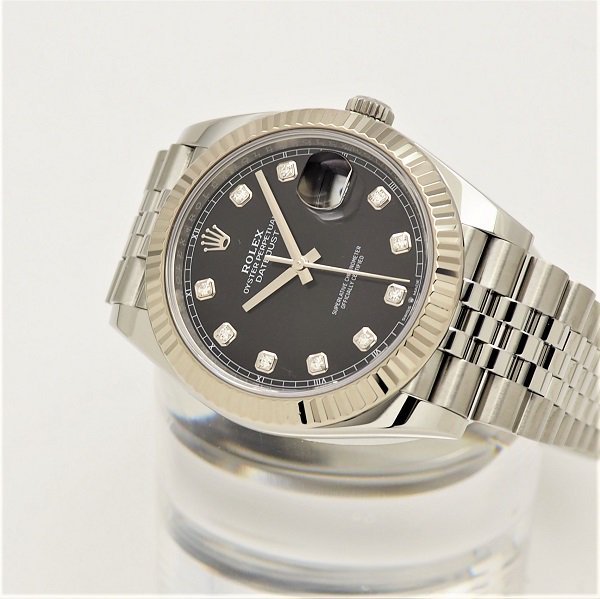 中古】 ROLEX（ロレックス） デイトジャスト 41 ブラック 10Pダイヤ