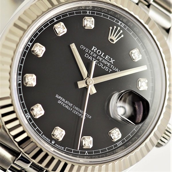 中古】 ROLEX（ロレックス） デイトジャスト 41 ブラック 10Pダイヤ