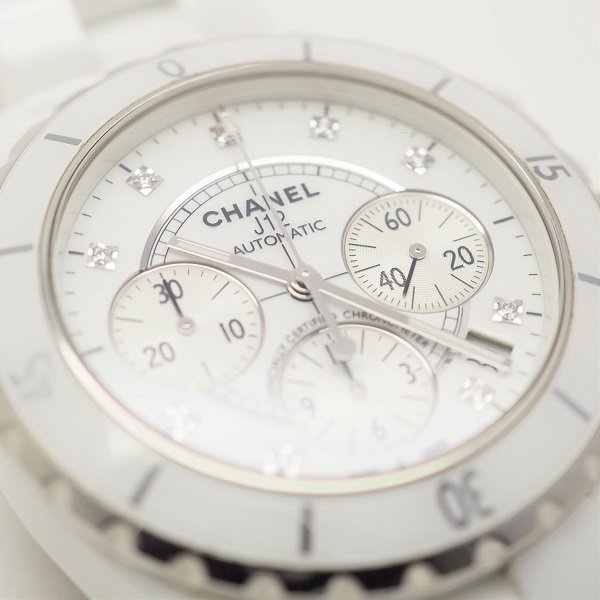 【中古】【国内正規保証書2014年1月】CHANEL（シャネル） J12 クロノグラフ 41mm ホワイト 9Pダイヤ H2009