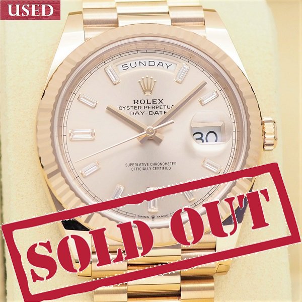 中古】【国際保証書2019年11月】 ROLEX (ロレックス) デイデイト 40 サンダスト 10Pバケットダイヤ 228235A - 六本木  時計専門店PROUD(プラウド)