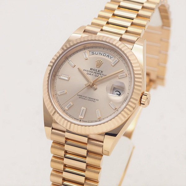 中古】【国際保証書2019年11月】 ROLEX (ロレックス) デイデイト 40 サンダスト 10Pバケットダイヤ 228235A - 六本木  時計専門店PROUD(プラウド)