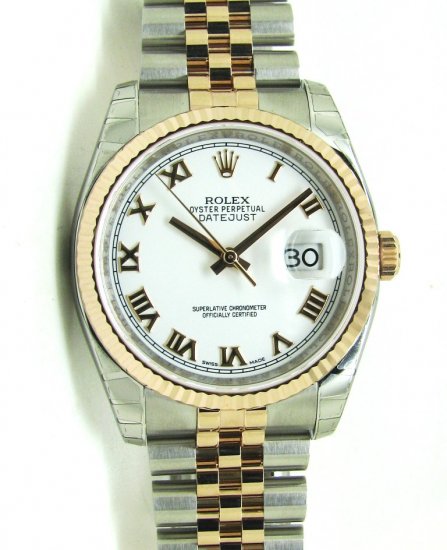 新品】ROLEX(ロレックス） デイトジャスト PG/SS 白ローマ Ref:116231