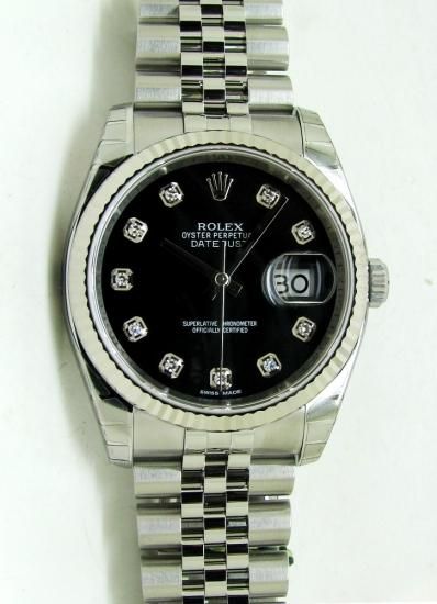 新品】ROLEX(ロレックス） デイトジャスト 黒 10Pダイヤ Ref:116234G ...