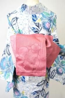 青の彩り美しい花よろけ縞モダンな有松鳴海本絞り浴衣