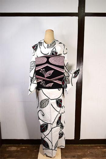 ブラックとパウダリーピンクのメルヘンチックデザインモダンな単帯 姉妹屋