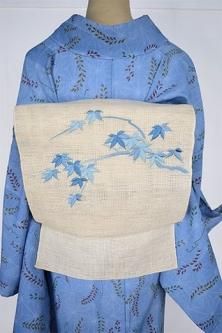 アンティーク 美品 名古屋帯 刺繍 リーフ 木の実 着物 121a o もっと