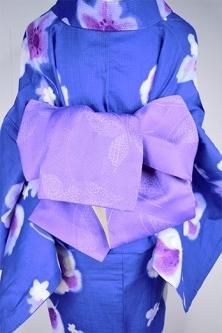 縞に藤の蔦花美しい化繊絽の洗える夏着物 - アンティーク着物 縞に藤の蔦花美しい化繊絽の洗える夏着物 - アンティーク着物