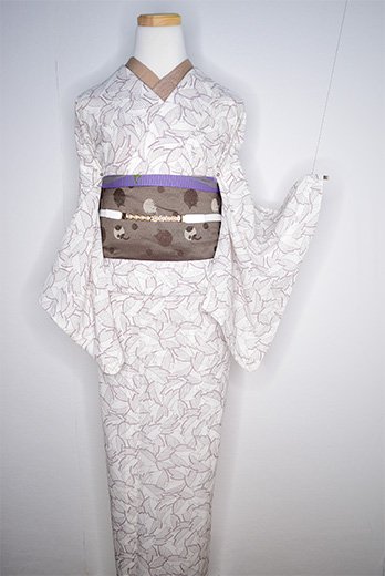 猫立涌縞と猫水玉の半幅帯（スモークラベンダー） - アンティーク着物・リサイクル着物のオンラインショップ　姉妹屋